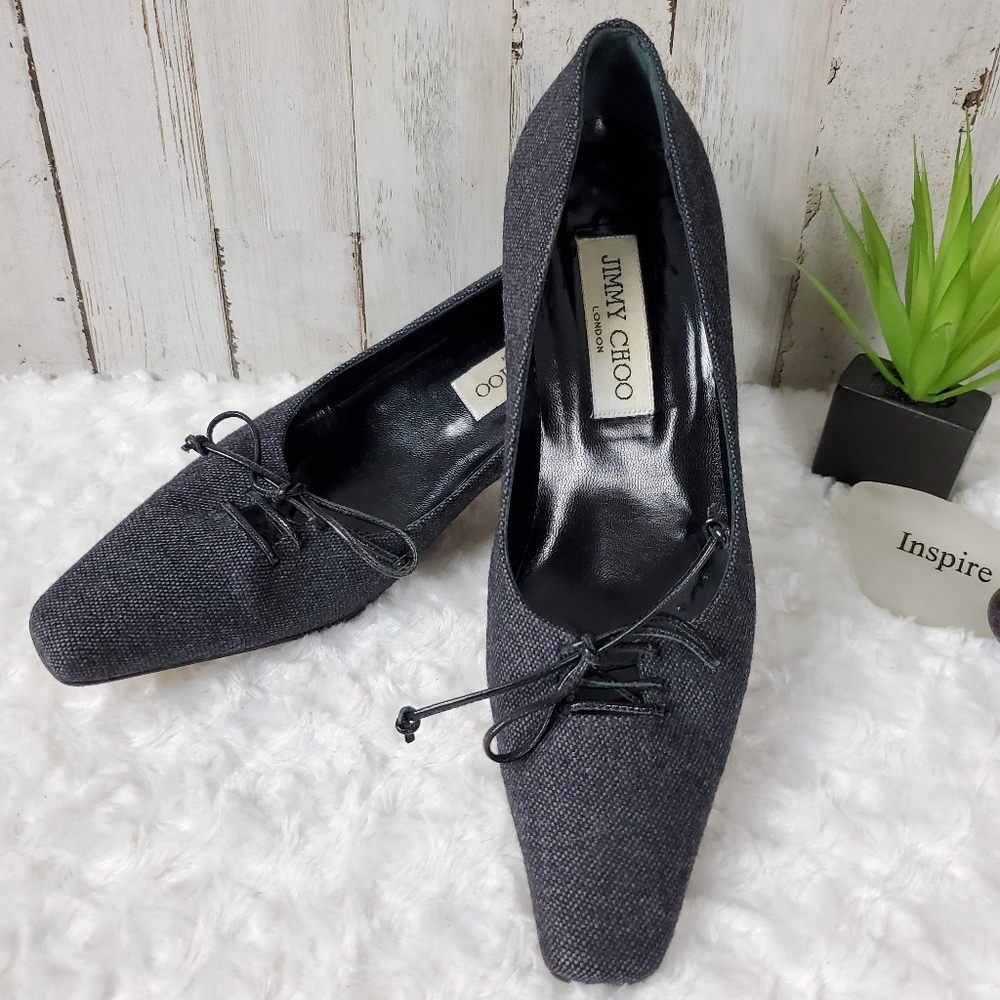 Jimmy Choo Vintage Woven Bow Pumps